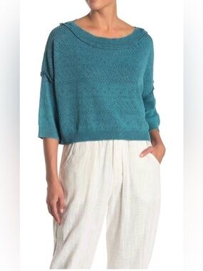 Free People Sand Castle Pullover in Deep Pacific Women’s Medium